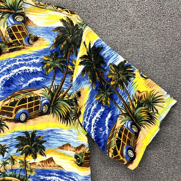 Liquid Hawaiian Shirt Junior Medium 10 12 Blue Yellow Cruise Surfboard beach - Picture 4 of 14
